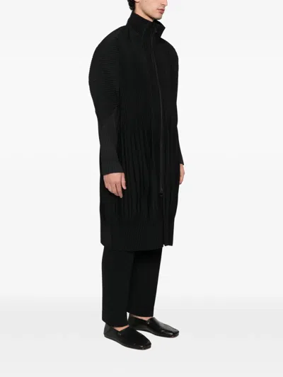 Issey Miyake Pleated Zip-up Coat In Multi