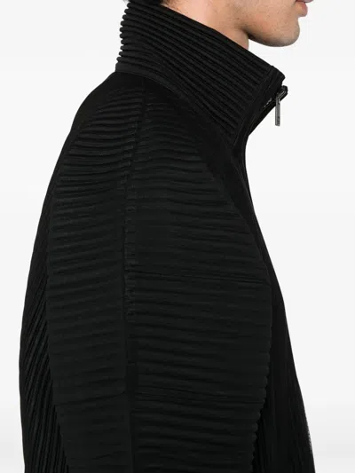 Issey Miyake Pleated Zip-up Coat In Multi