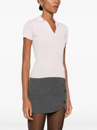 Max Mara Collared Ribbed Top In Pink