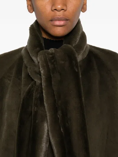 Parlor Scarf-detail Faux-fur Coat In Green