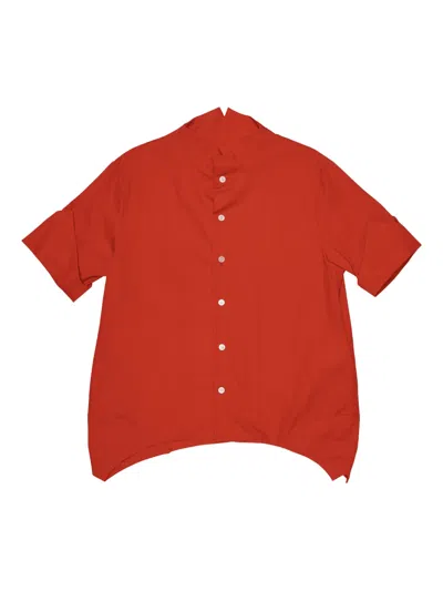Noir Kei Ninomiya Buttoned Short-sleeve Shirt In Orange