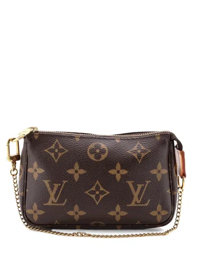 Pre-owned Louis Vuitton Pochette Accessoires Monogram Canvas Mini Clutch Bag In Brown