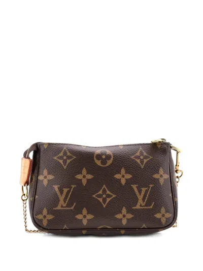 Pre-owned Louis Vuitton Pochette Accessoires Monogram Canvas Mini Clutch Bag In Brown