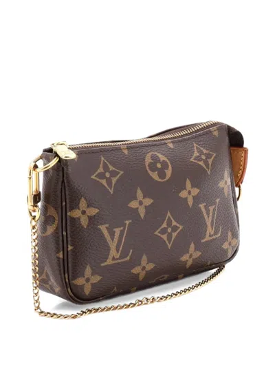 Pre-owned Louis Vuitton Pochette Accessoires Monogram Canvas Mini Clutch Bag In Brown