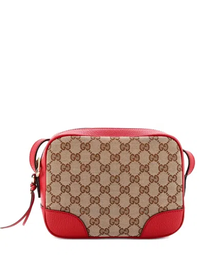 Pre-owned Gucci Bree Disco Gg Canvas With Leather Mini Crossbody Bag In Red