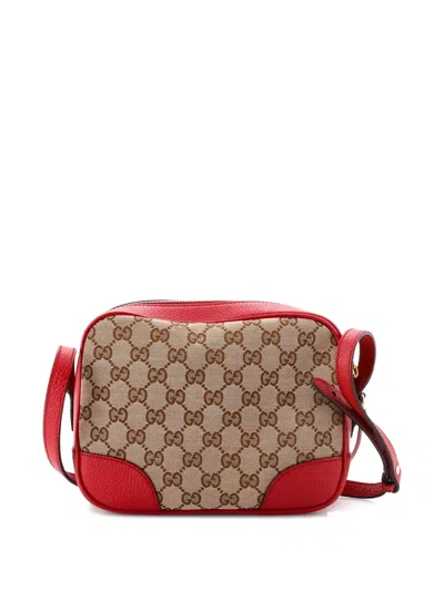 Pre-owned Gucci Bree Disco Gg Canvas With Leather Mini Crossbody Bag In Red