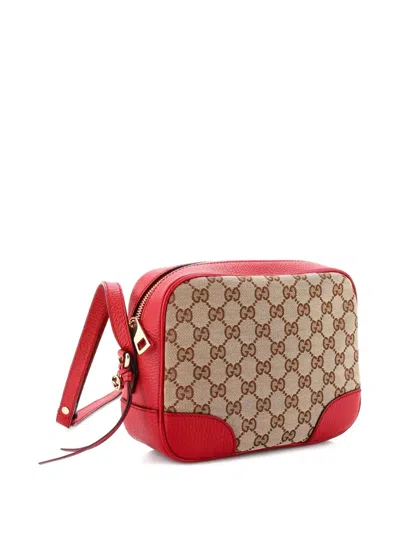 Pre-owned Gucci Bree Disco Gg Canvas With Leather Mini Crossbody Bag In Red