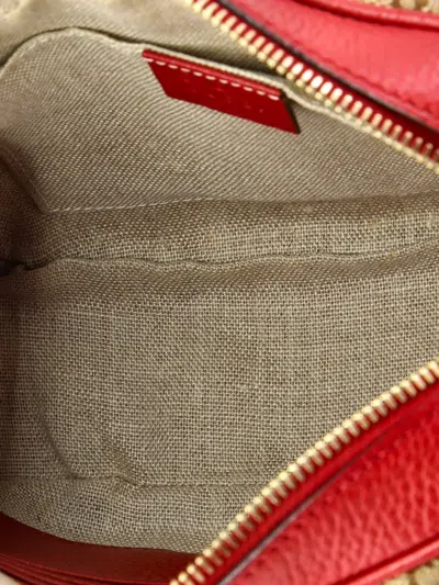 Pre-owned Gucci Bree Disco Gg Canvas With Leather Mini Crossbody Bag In Red