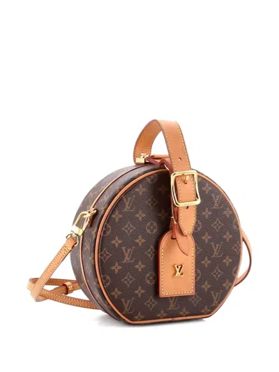 Pre-owned Louis Vuitton Petite Boite Chapeau Bag Monogram Canvas Crossbody Bag In Brown