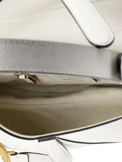 Pre-owned Dior Saddle Handbag Leather Medium Shoulder Bag In White
