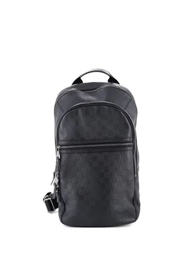 Pre-owned Louis Vuitton Michael Nm Damier Infini Leather Backpack In Black