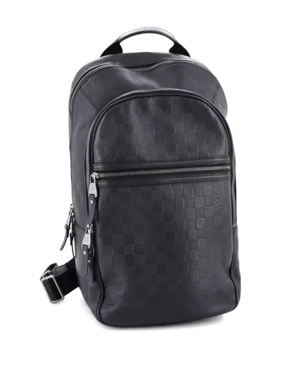 Pre-owned Louis Vuitton Michael Nm Damier Infini Leather Backpack In Black