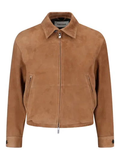 Tonywack Zip-up Suede Jacket In Brown