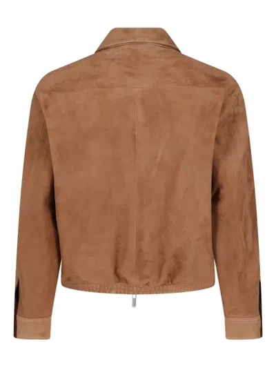 Tonywack Zip-up Suede Jacket In Brown