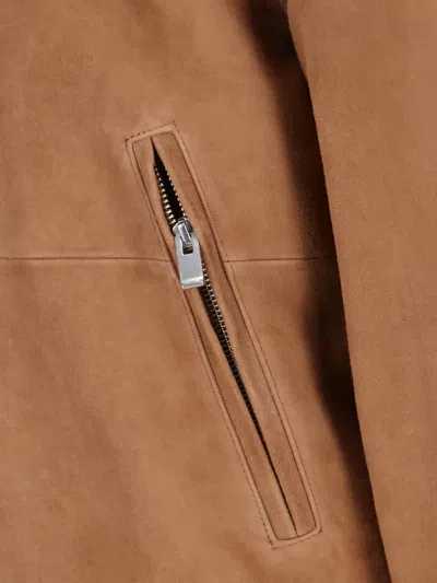 Tonywack Zip-up Suede Jacket In Brown