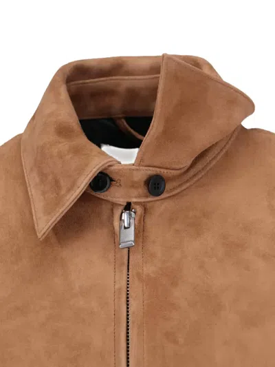 Tonywack Zip-up Suede Jacket In Brown