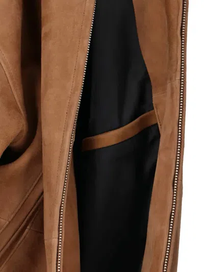 Tonywack Zip-up Suede Jacket In Brown