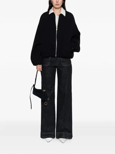 Jucca Zip Pocket Wool Bomber Jacket In Black