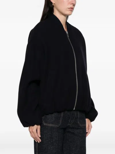 Jucca Zip Pocket Wool Bomber Jacket In Black