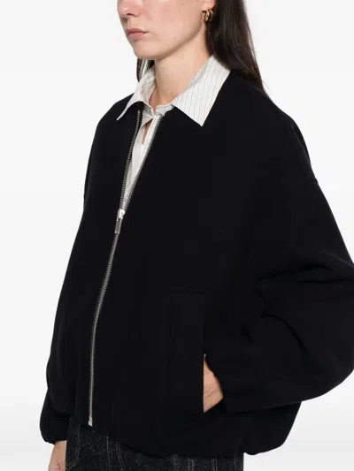 Jucca Zip Pocket Wool Bomber Jacket In Black