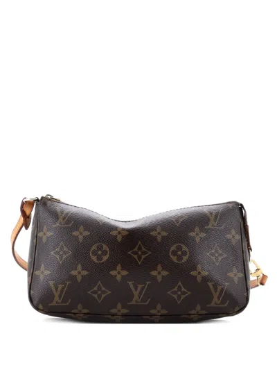 Pre-owned Louis Vuitton Pochette Accessoires Nm Monogram Canvas Clutch Bag In Brown