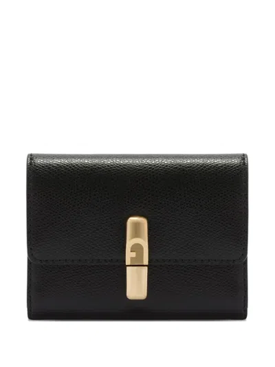 Furla Small Iride Grained Wallet In Black