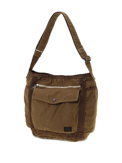 Porter-yoshida & Co Zip-pocket Shoulder Bag In Brown