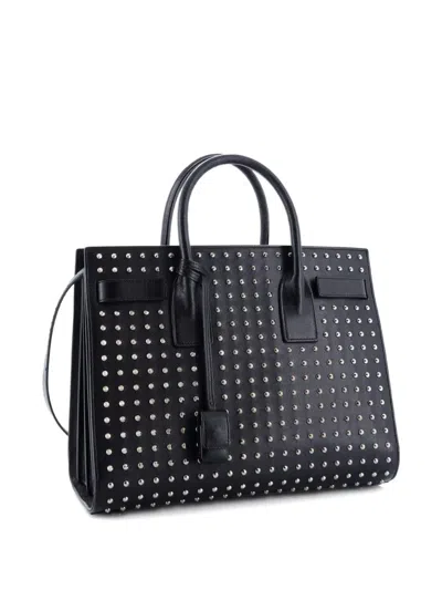 Pre-owned Saint Laurent Sac De Jour Bag Studded Leather Small Tote Bag In Black