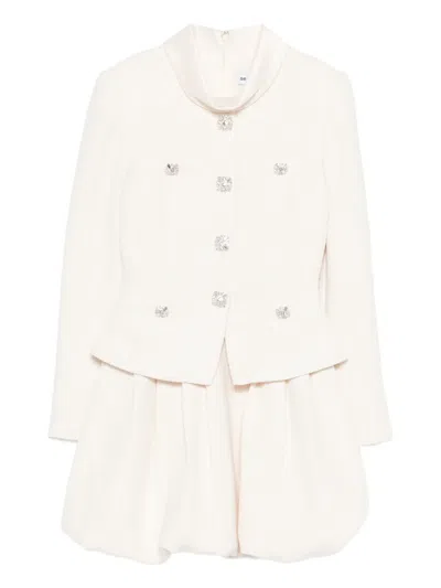 Self-portrait Bouclé Collared Mini Dress In Neutral