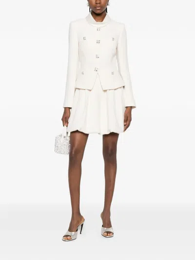 Self-portrait Bouclé Collared Mini Dress In Neutral