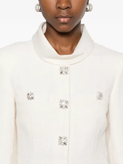 Self-portrait Bouclé Collared Mini Dress In Neutral