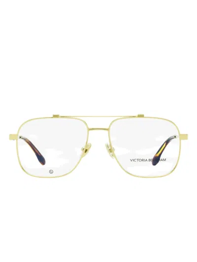 Victoria Beckham Double-bridge Glasses In Gold