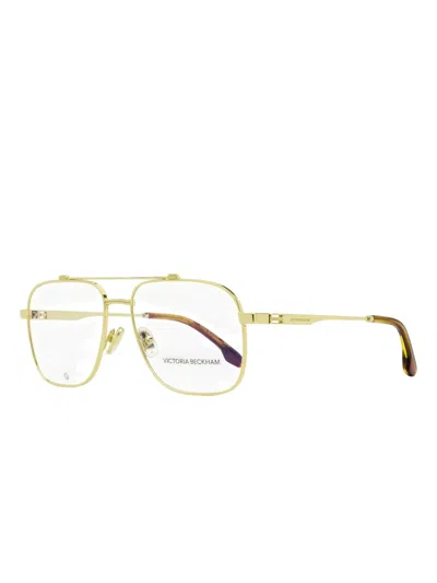 Victoria Beckham Double-bridge Glasses In Gold