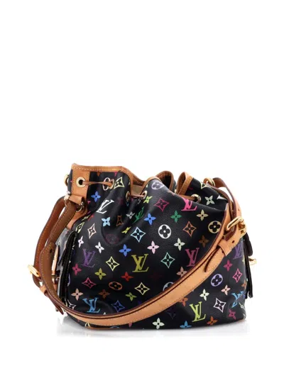 Pre-owned Louis Vuitton Petit Noe Handbag Monogram Multicolor Bucket Bag In Black