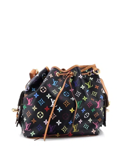 Pre-owned Louis Vuitton Petit Noe Handbag Monogram Multicolor Bucket Bag In Black