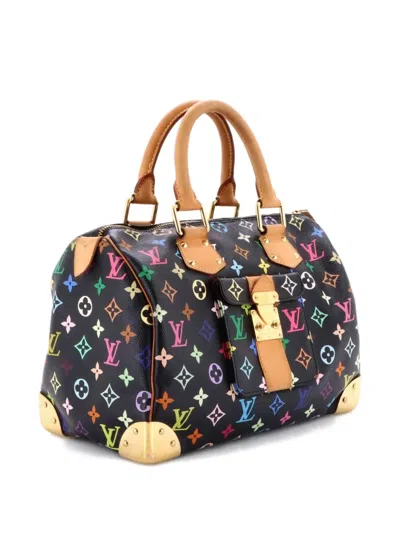 Pre-owned Louis Vuitton Speedy Handbag Monogram Multicolor 30 Satchel In Black