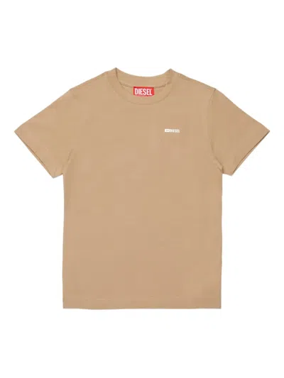 Diesel Logo-detail Cotton T-shirt In Brown