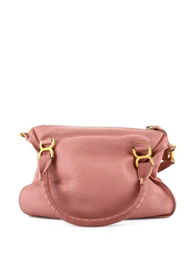 Pre-owned Chloé Marcie Leather Medium Satchel In Pink