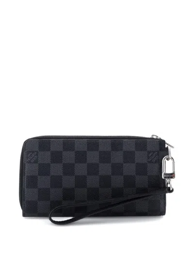 Pre-owned Louis Vuitton Zippy Dragonne Wallet Damier Graphite Small Wallets In Black