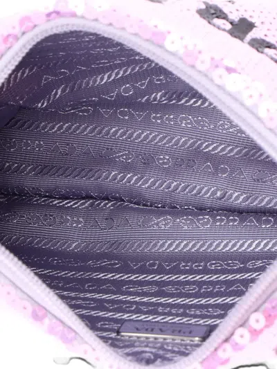 Pre-owned Prada Re-edition 2000 Sequins Mini Hobo Bag In Purple