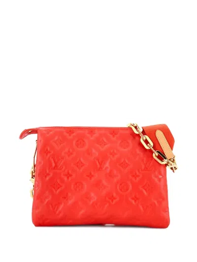 Pre-owned Louis Vuitton Coussin Bag Monogram Embossed Lambskin Pm Crossbody Bag In Red