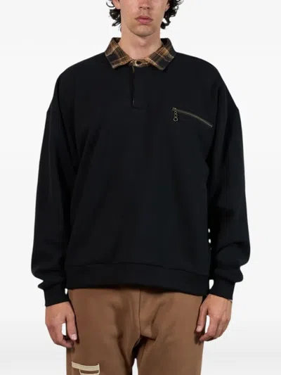 Pleasures Zip-detail Pocket Polo Shirt In Black