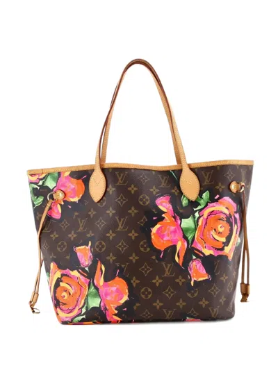 Pre-owned Louis Vuitton Neverfull Limited Edition Monogram Roses Mm Tote Bag In Brown