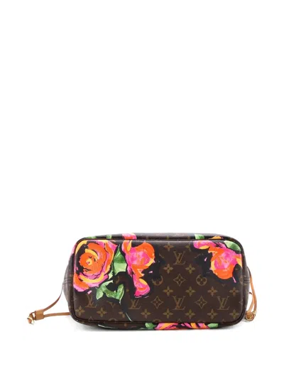 Pre-owned Louis Vuitton Neverfull Limited Edition Monogram Roses Mm Tote Bag In Brown