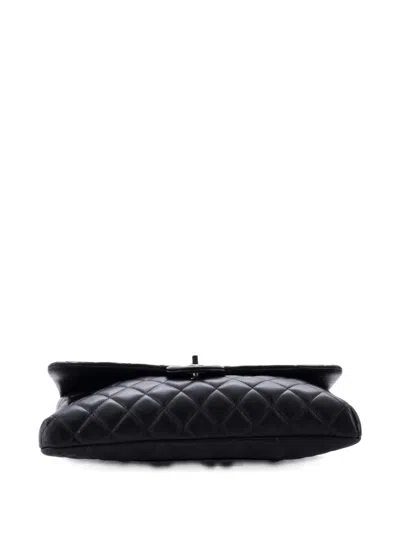 Pre-owned Chanel Classic Flap Quilted Lambskin Clutch Bag In Black