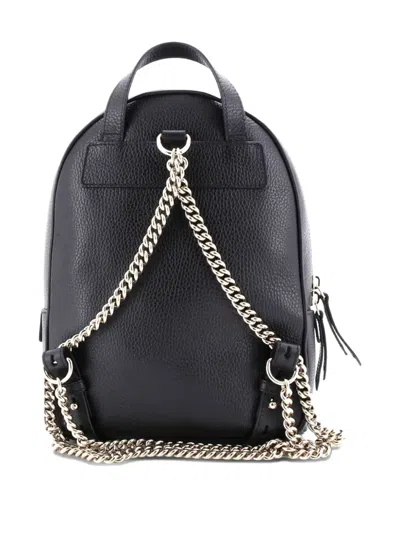 Pre-owned Gucci Soho Chain Leather Backpack In Black
