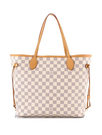 Pre-owned Louis Vuitton Neverfull Nm Damier Mm Tote Bag In White