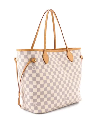 Pre-owned Louis Vuitton Neverfull Nm Damier Mm Tote Bag In White