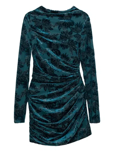 Simkhai Vallyn Floral-pattern Textured Mini Dress In Blue