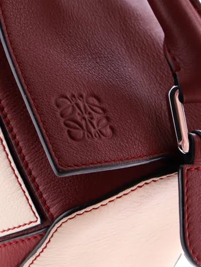 Pre-owned Loewe Puzzle Bag Leather Small Satchel In Red